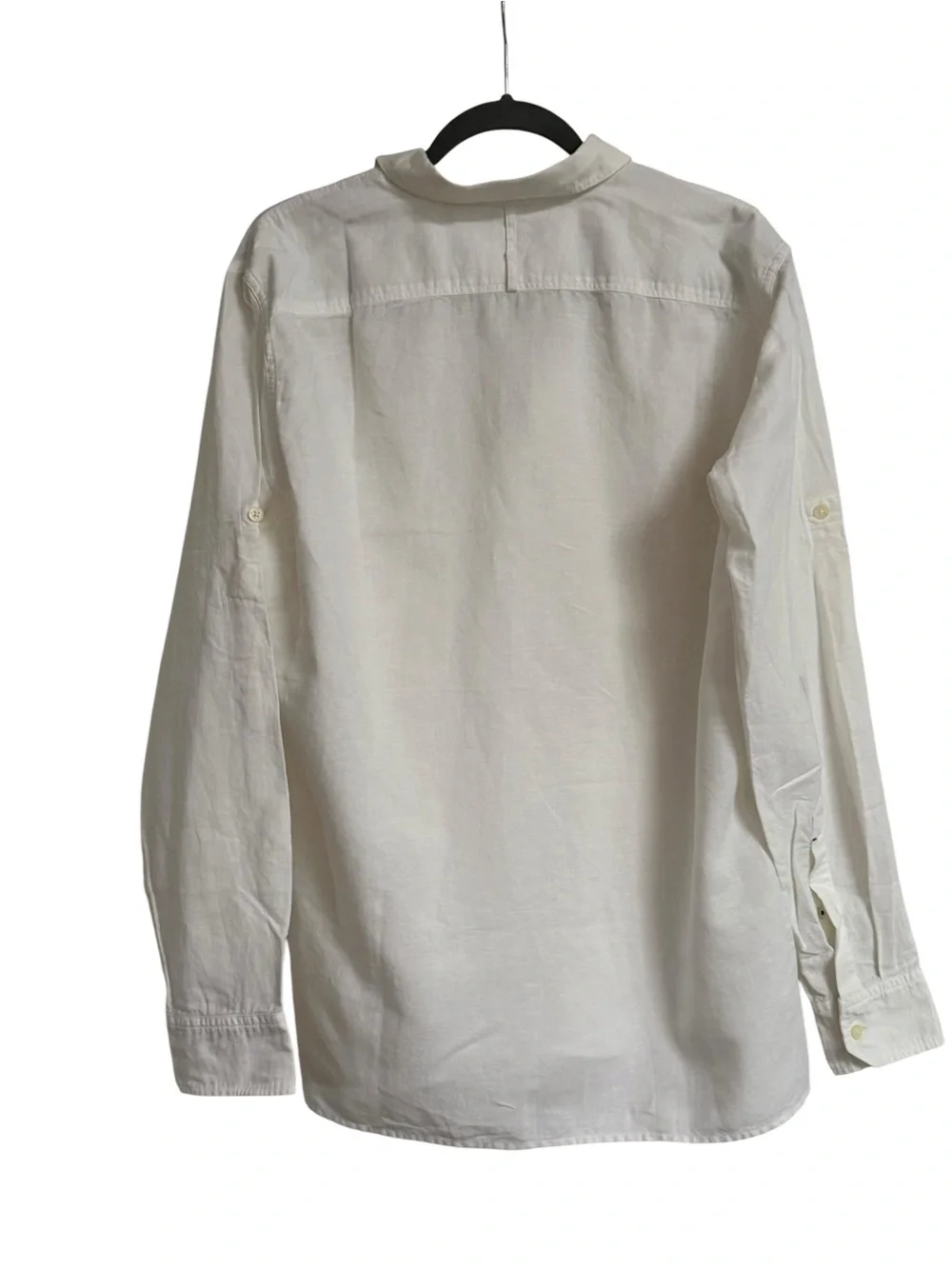 Banana Republic Off-White Embroidered  Linen/Cotton Button-Front Shirt [NWOT]
